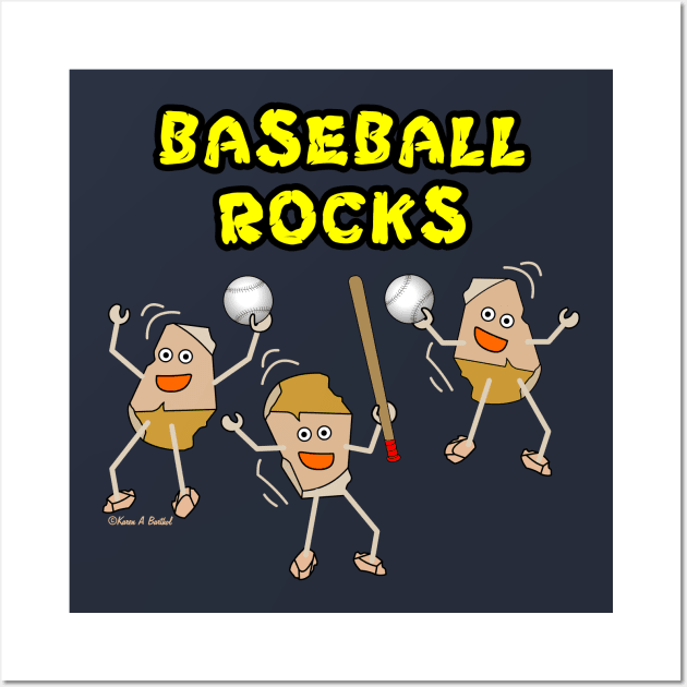 Three Baseball Light Rocks Wall Art by Barthol Graphics